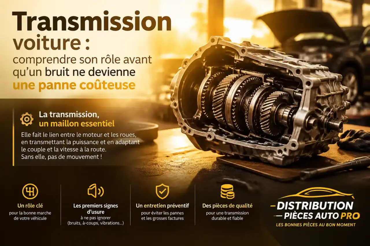 Transmission voiture : comprendre son rôle avant qu’un bruit ne devienne une panne coûteuse