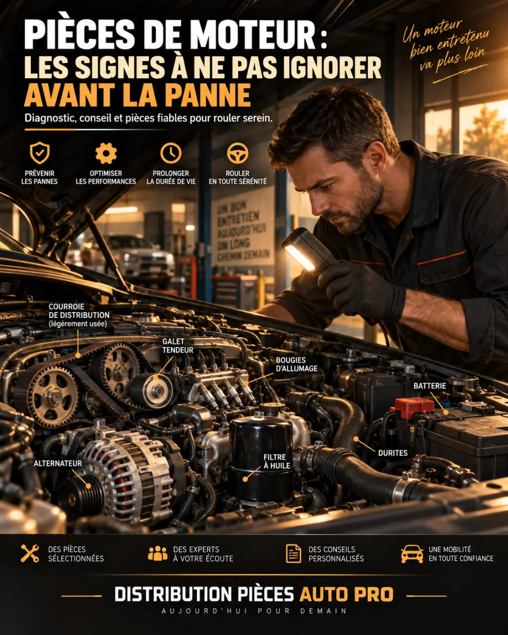 Pièces de moteur de voiture : les signes à ne pas ignorer avant la panne