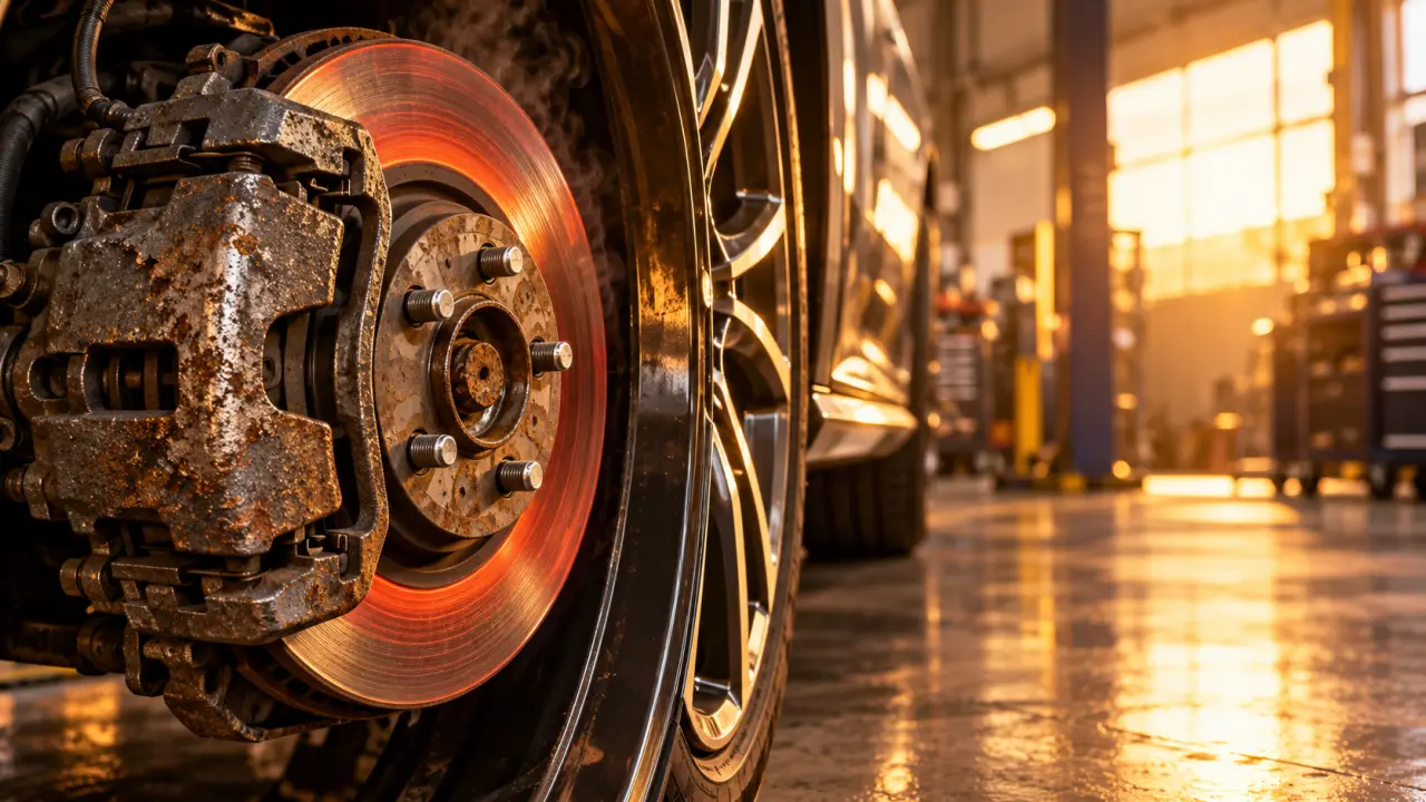 Un étrier de frein grippé peut surchauffer une roue et déséquilibrer le freinage